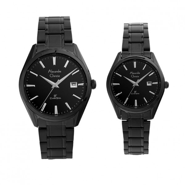 Alexandre Christie AC 8681 Full Black Steel Couple